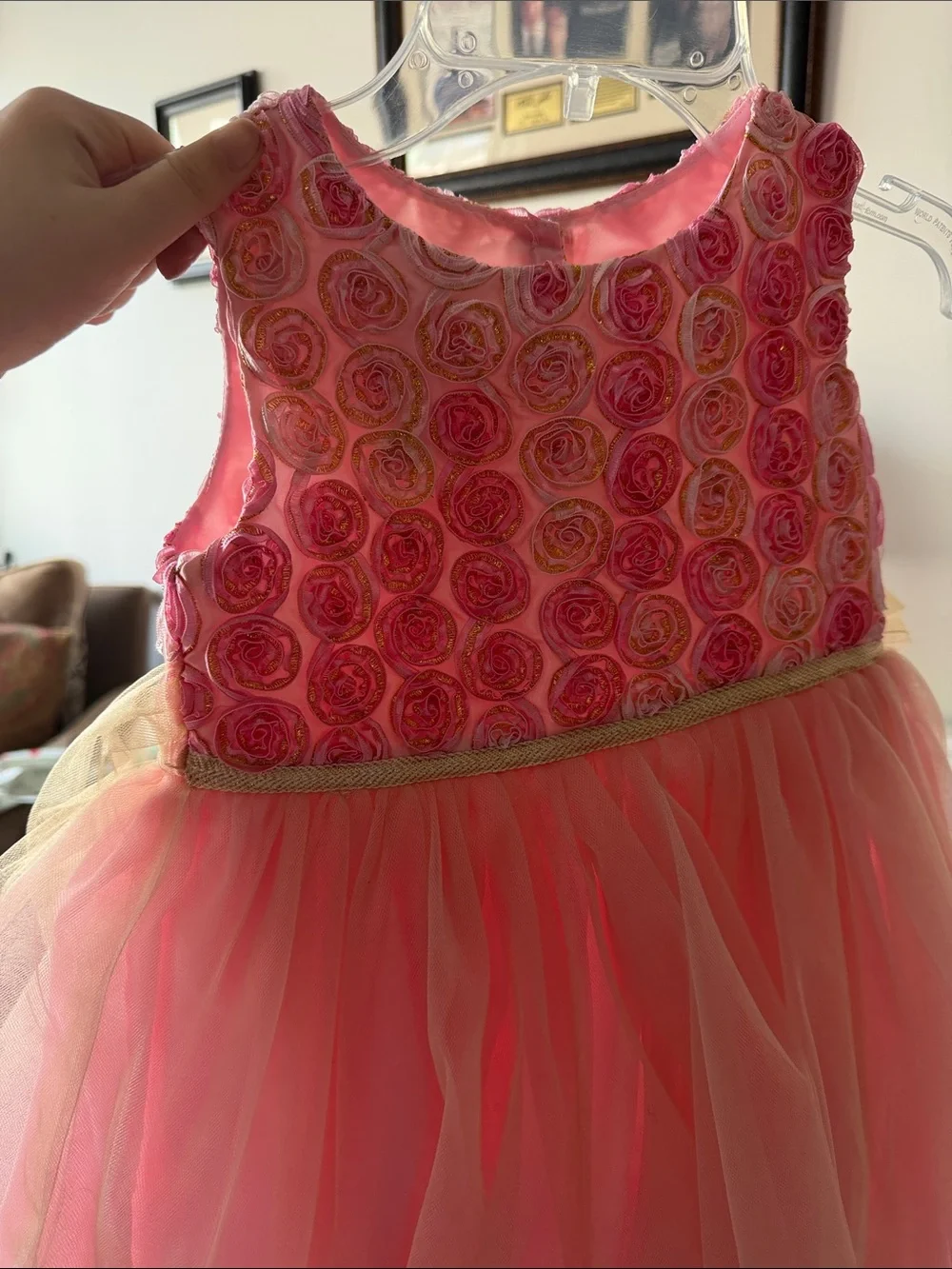 Pippa & Julie Pink Rose Appliqué Tulle Dress